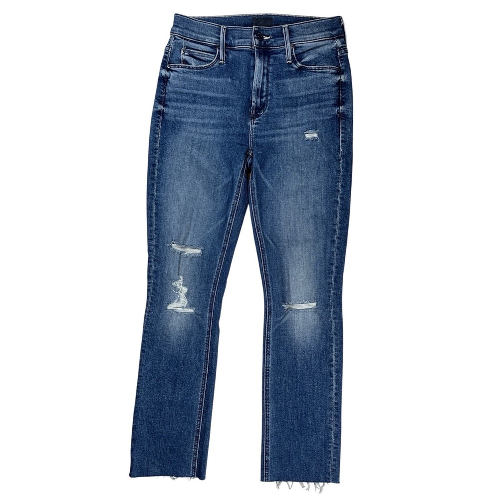 Mother Mid Rise Dazzler Ankle Fray Jeans Weekend Warrior Sz 25 Distressed READ